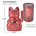 Maneki Neko lucky cat figurine in Electroplated Red, front view